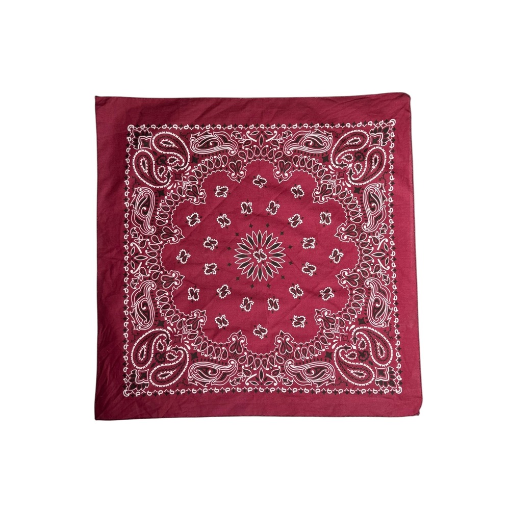 Hav-A-Hank Burgundy Maroon Paisley 100% Cotton Bandana Made in USA 21 X 21